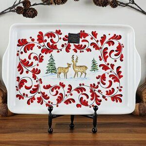 NEW! WINTER HOLIDAY Italian POTTERY PLATTER NOVA DERUTA